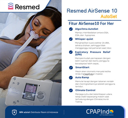 Resmed AirSense10 AutoSet FOR HER + AirFit P30i Nasal Pillow Mask