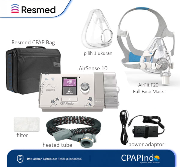 Resmed AirSense10 AutoSet FOR HER + AirFit F20 Full Face Mask