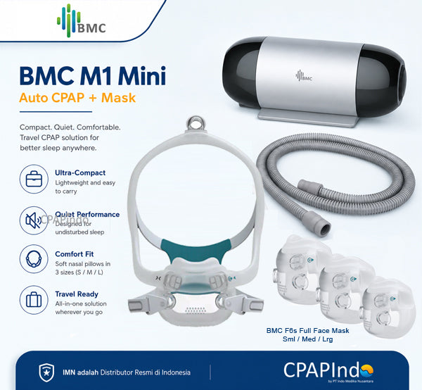 BMC M1 Mini Travel Auto CPAP + BMC F6s Full Face Mask