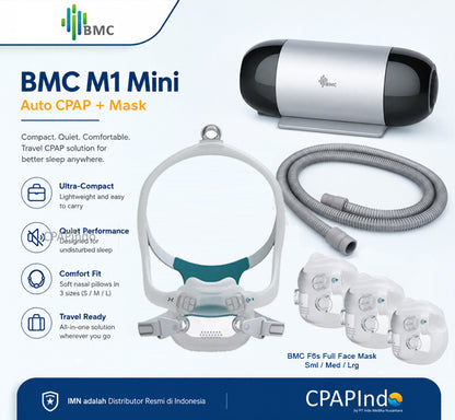 BMC M1 Mini Travel Auto CPAP + BMC F6s Full Face Mask
