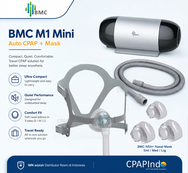 BMC M1 Mini Travel Auto CPAP + BMC N5A+ Nasal Mask