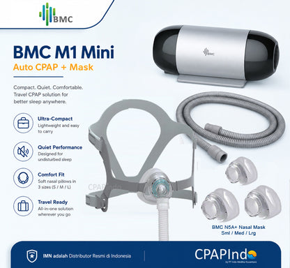 BMC M1 Mini Travel Auto CPAP + BMC N5A+ Nasal Mask